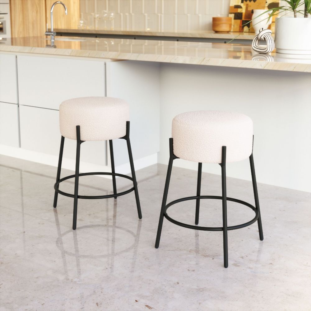 Blanche Upholstered Metal Bar Stool