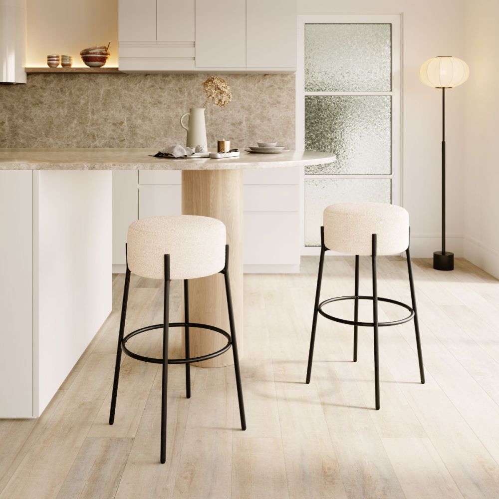 Blanche Upholstered Metal Bar Stool