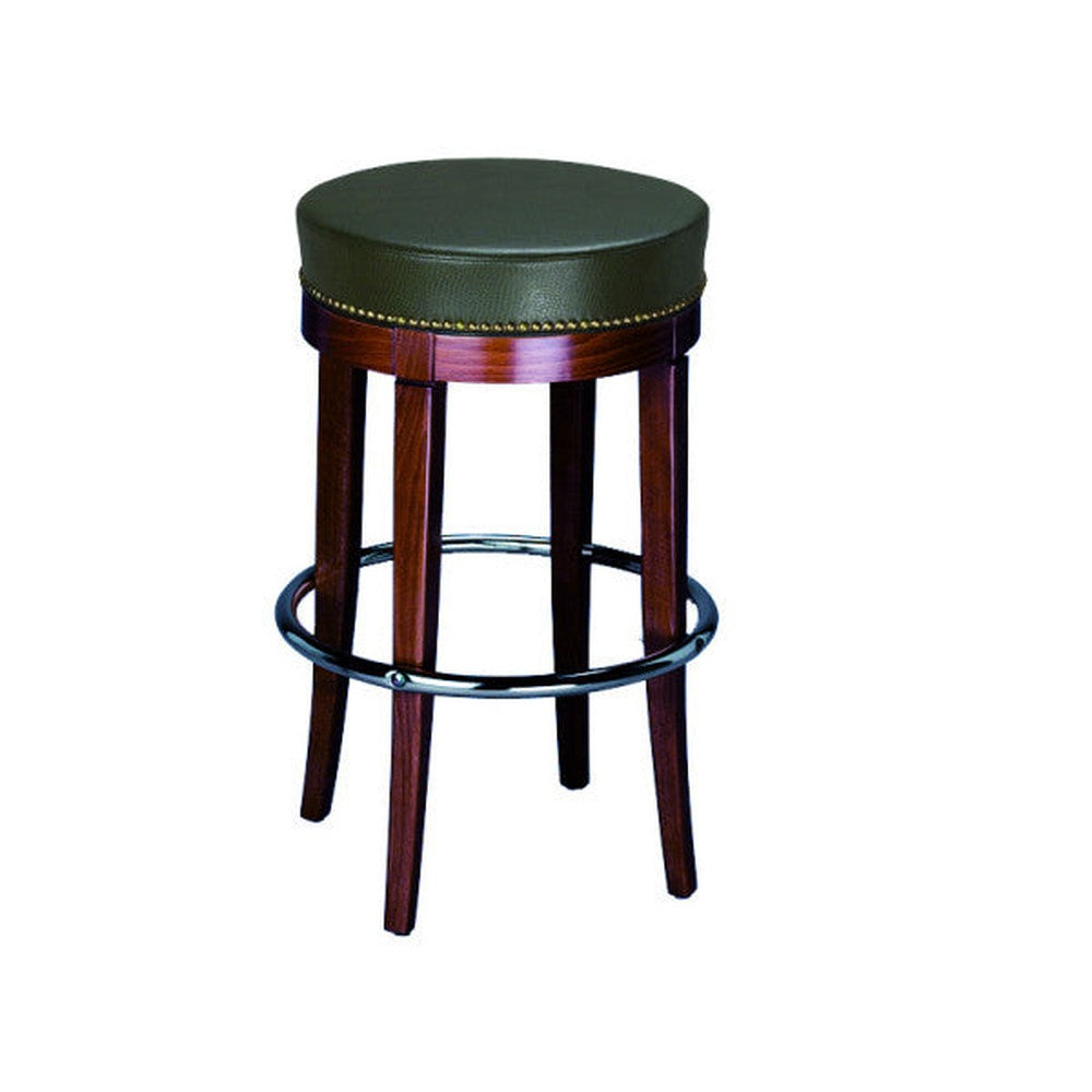 Round Solid Wood Backless Bar Stool