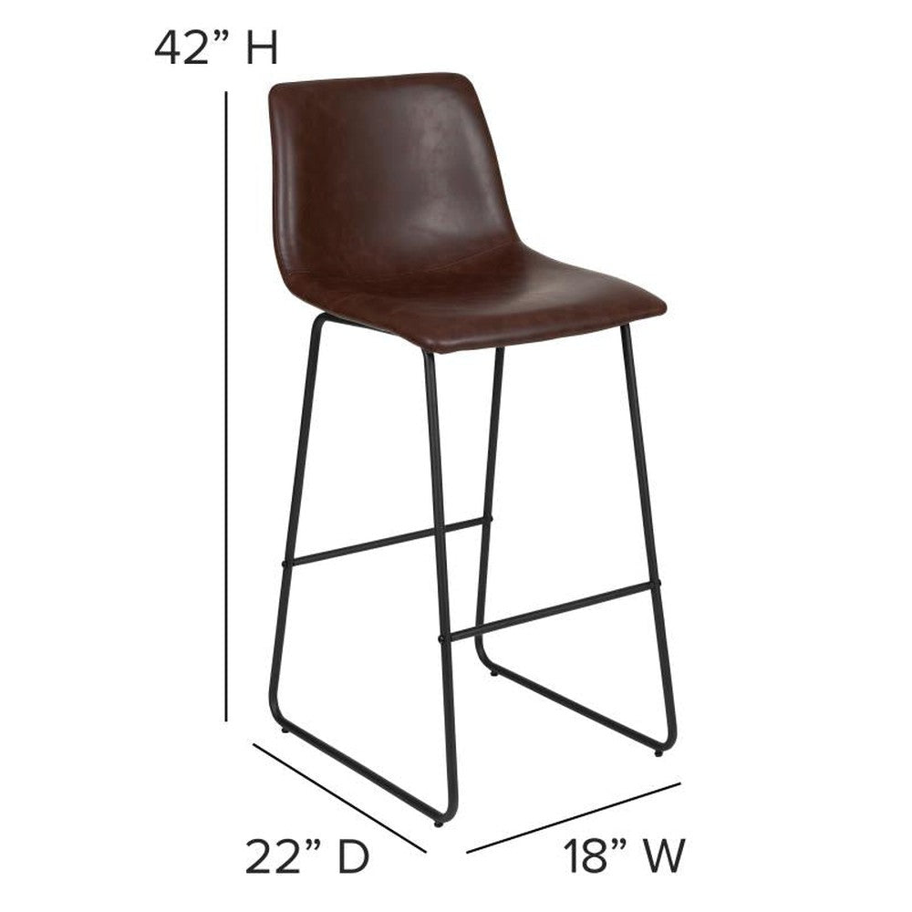 Reagan 30 Inch Commercial Grade LeatherSoft Bar Height Barstools - Set of 2