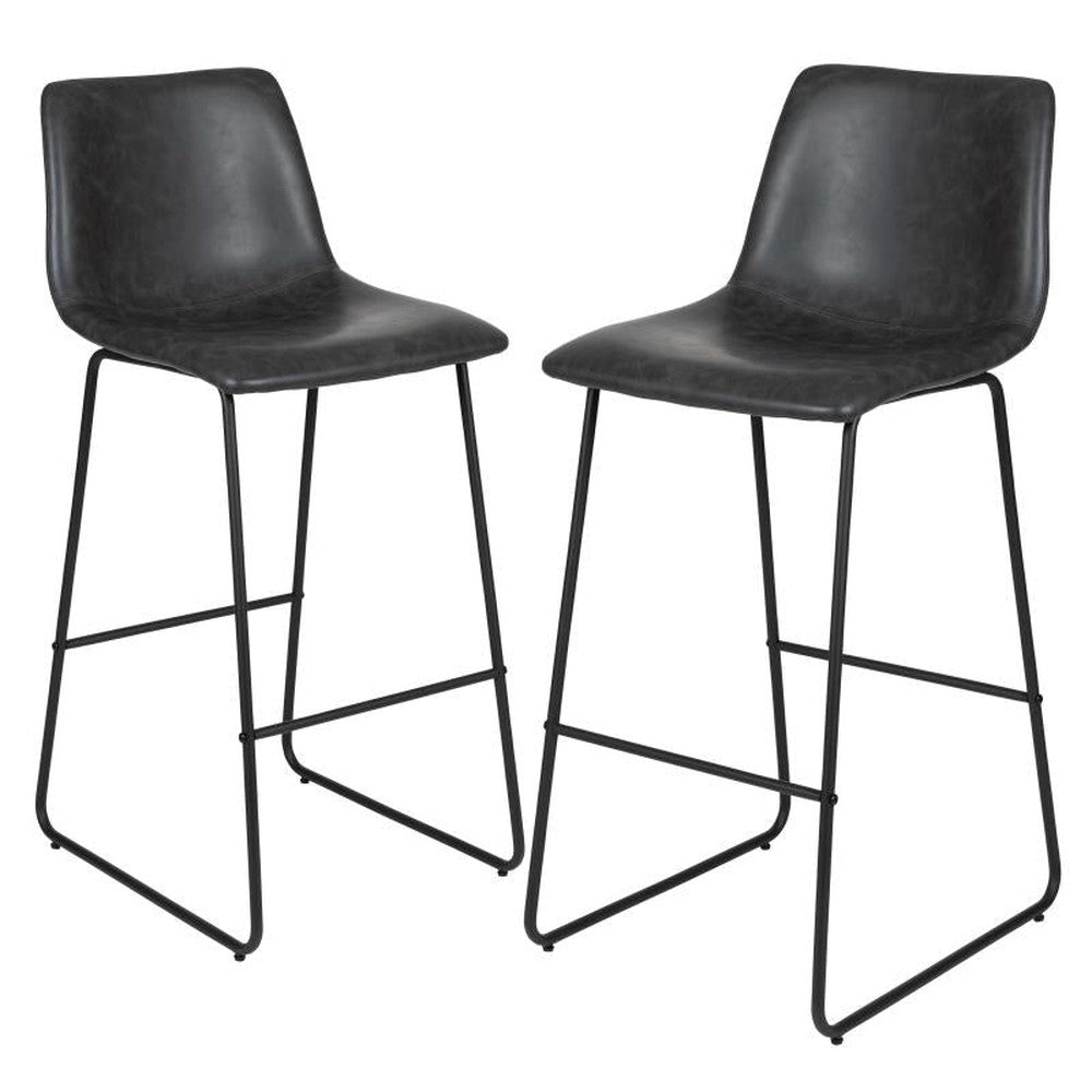 Reagan 30 Inch Commercial Grade LeatherSoft Bar Height Barstools - Set of 2