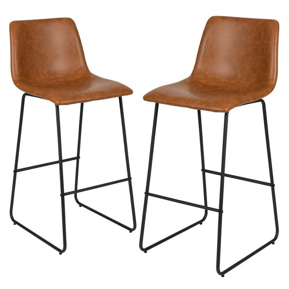 Reagan 30 Inch Commercial Grade LeatherSoft Bar Height Barstools - Set of 2