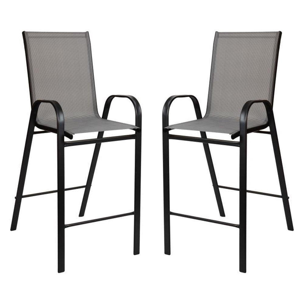 Brazos Series Black Outdoor Bar Stools - Pack of 2