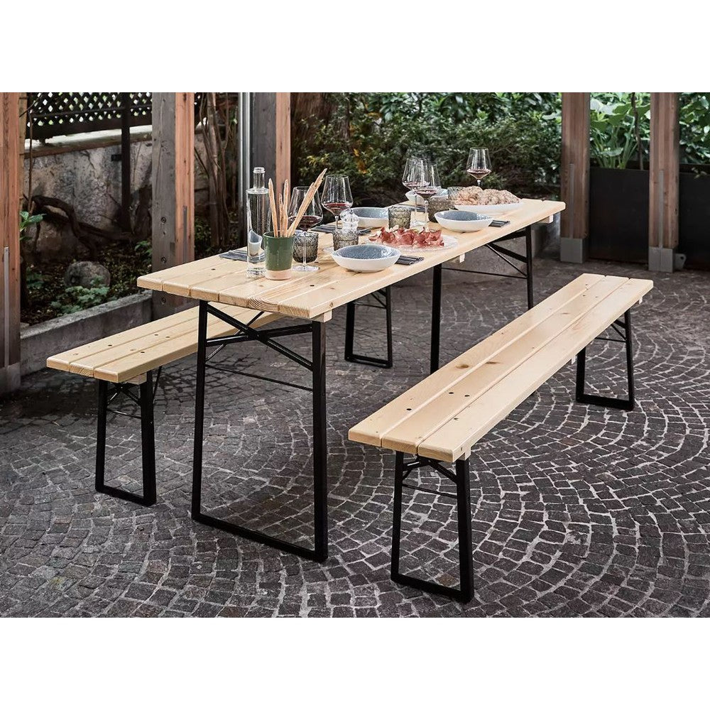 The Patio - Outdoor Wood Patio Table with Benches