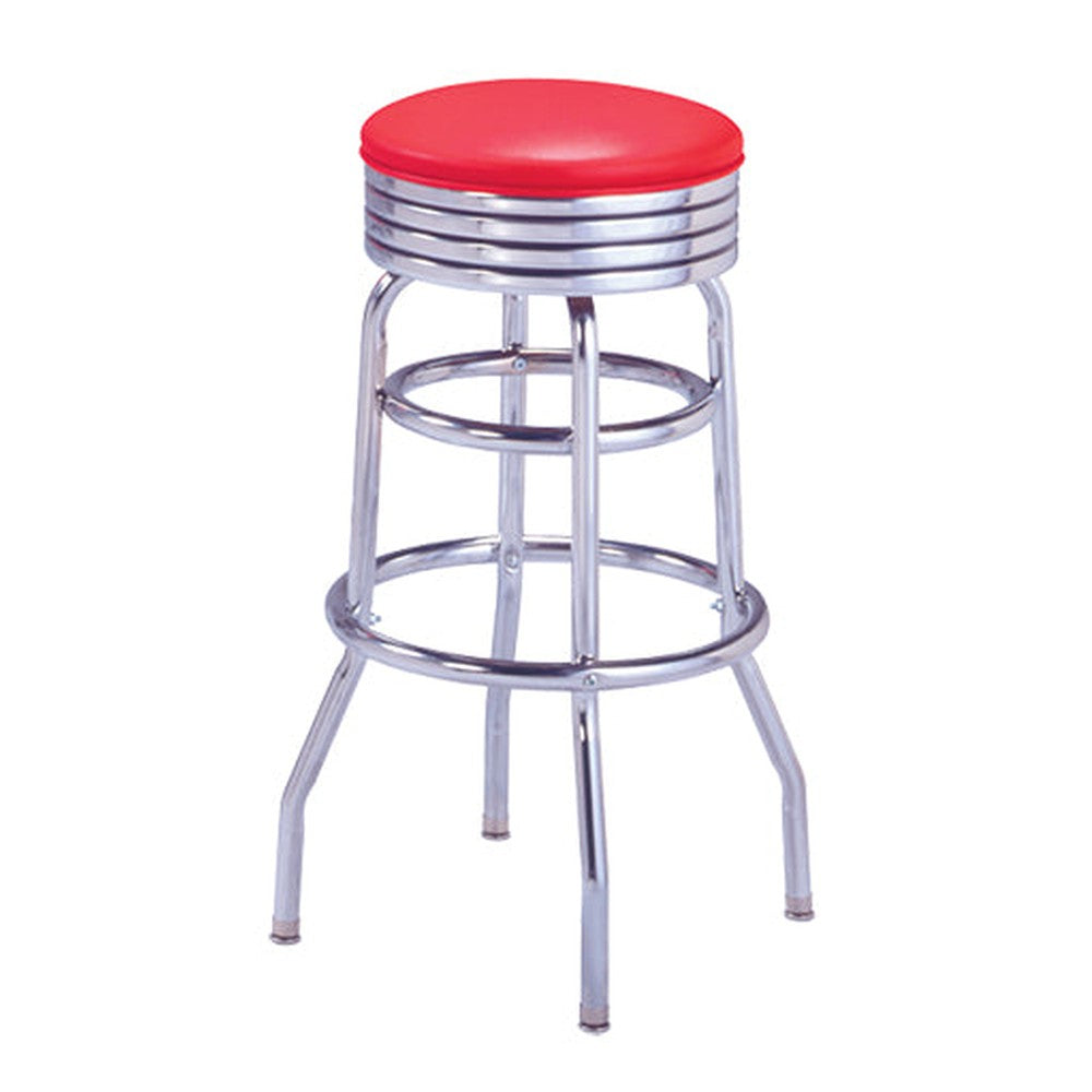 Custom Chrome Double Ring Swivel No Back Bar Stool