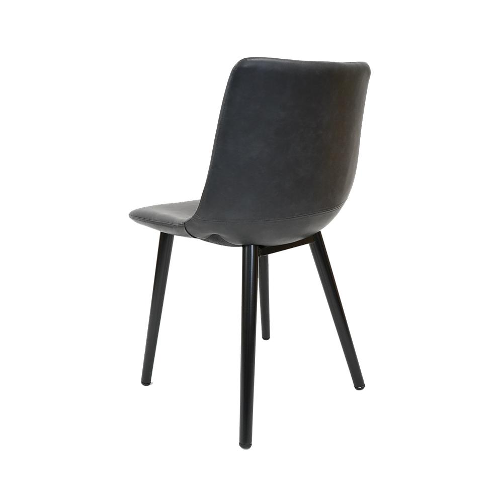 Vintage Metal Chair with Black Metal Legs and Vinyl Seat