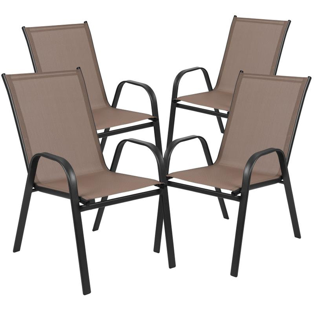 Brazos Series Outdoor Stack Chairs with Flex Comfort Material - Pack of 4