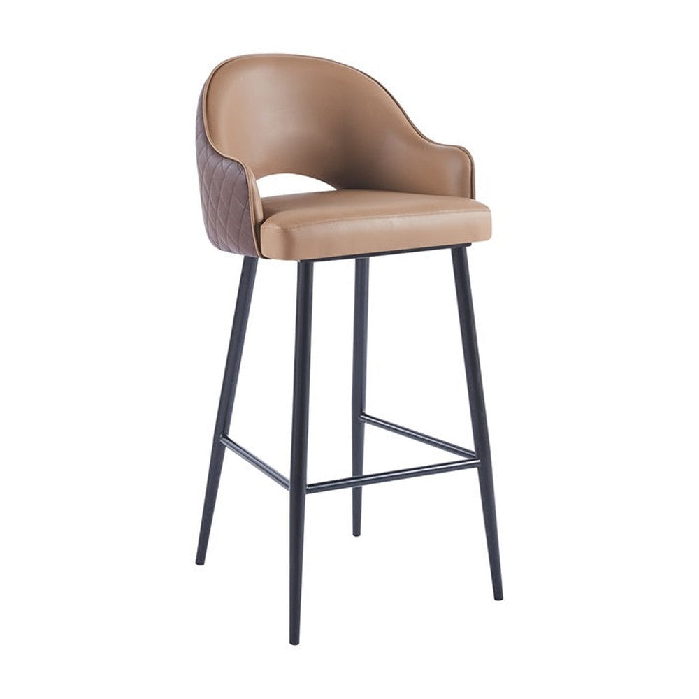 Indoor Steel Upholstered Bar Stools with Vinyl Seat and Quilted Back