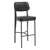 Black Metal Bar Stool with Black Vinyl Seat Channel Back Design