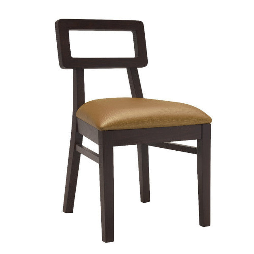 Nova Modern Open Back Upholstered Walnut Finish Side Chair