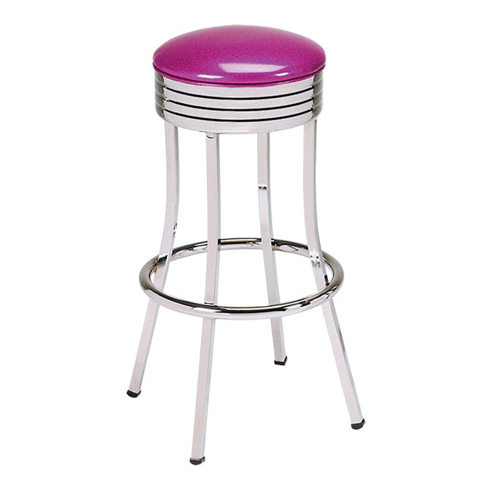 Chrome Single Ring Retro Bar Stool