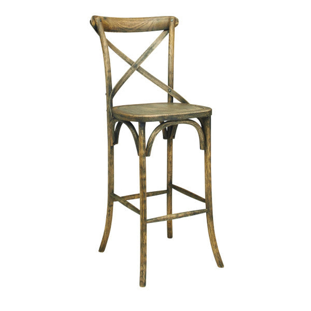 Cross Back Bentwood Solid Wood Bar Stool