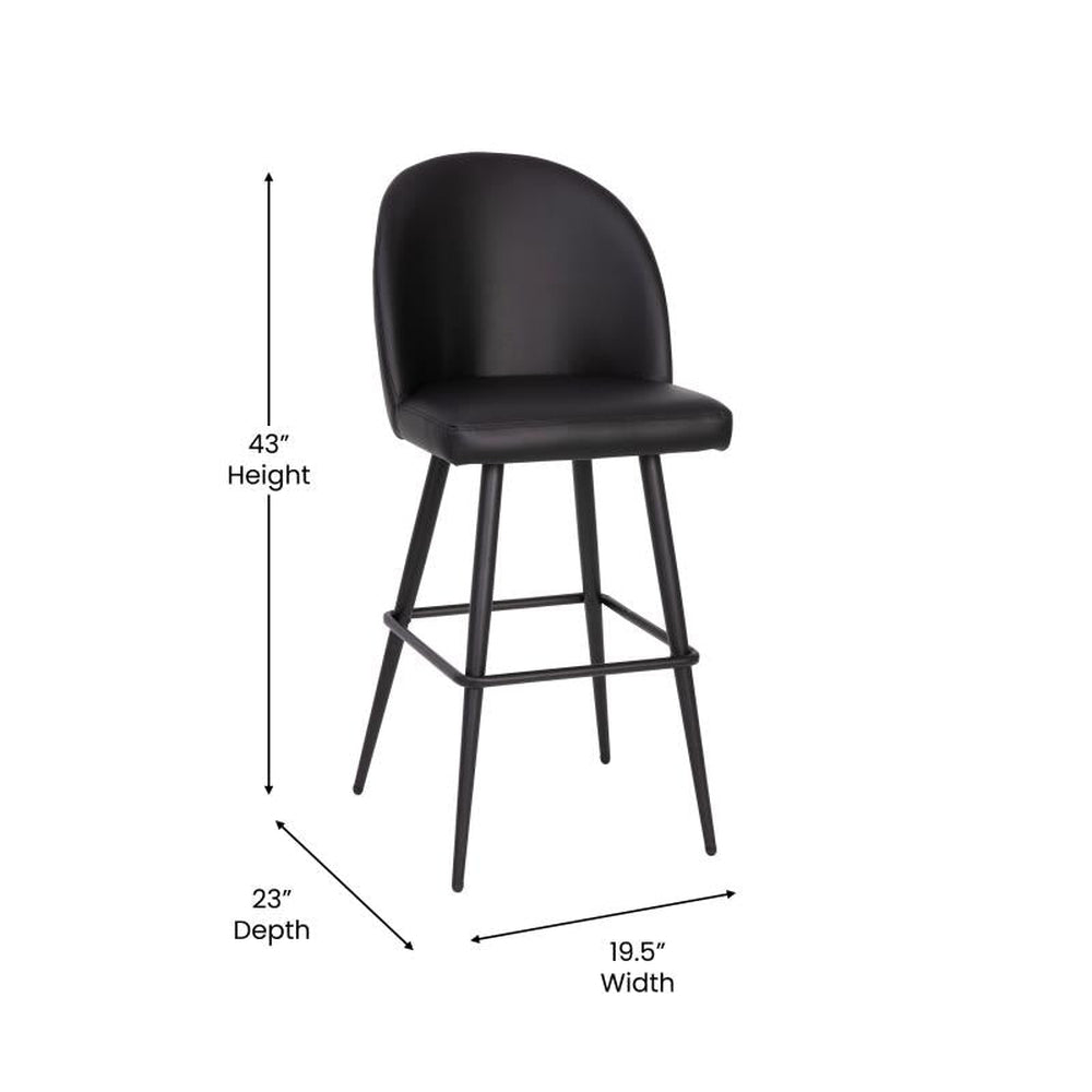 Lyla Modern Armless Counter Height Barstool with Contoured Backrest - Set of 2