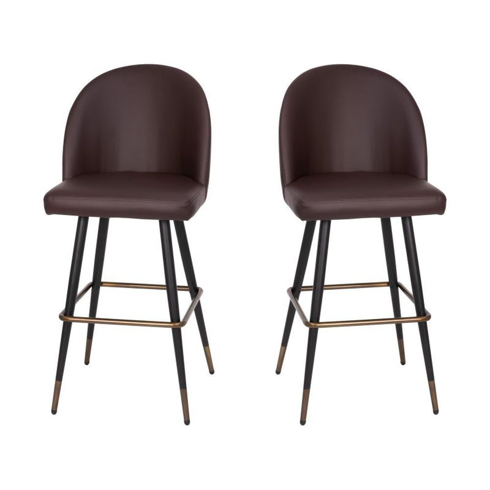 Lyla 30" Modern Armless Barstool with Contoured Backrest - Set of 2