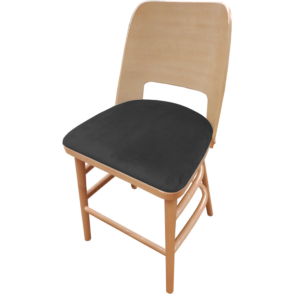 Aurora Series Wood Frame Bar Stool with Black Vinyl Seat