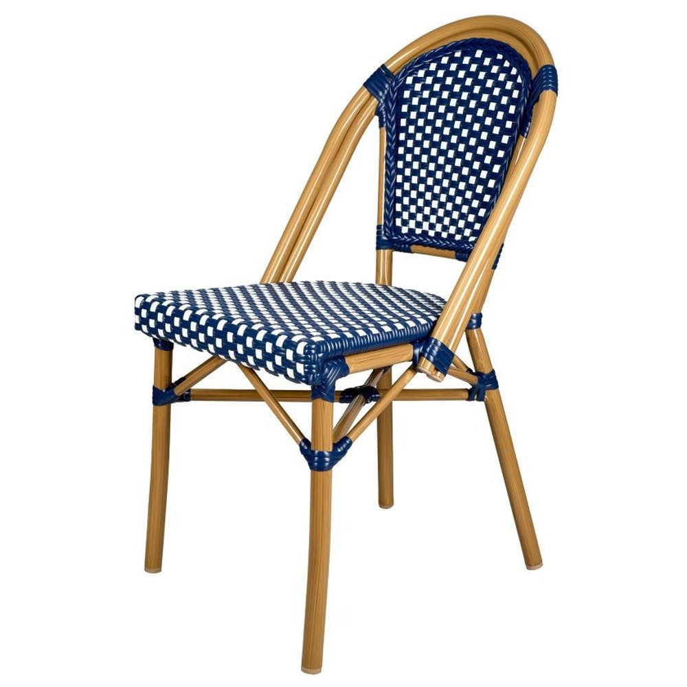 Bistro Patio Dining Chairs With Hand Woven Rattan and Brush Stroke Painted Aluminum Frames