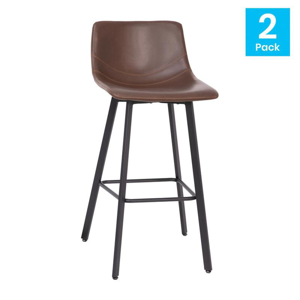 Caleb Modern Armless Counter Height Commercial Grade Barstool - Pack of 2