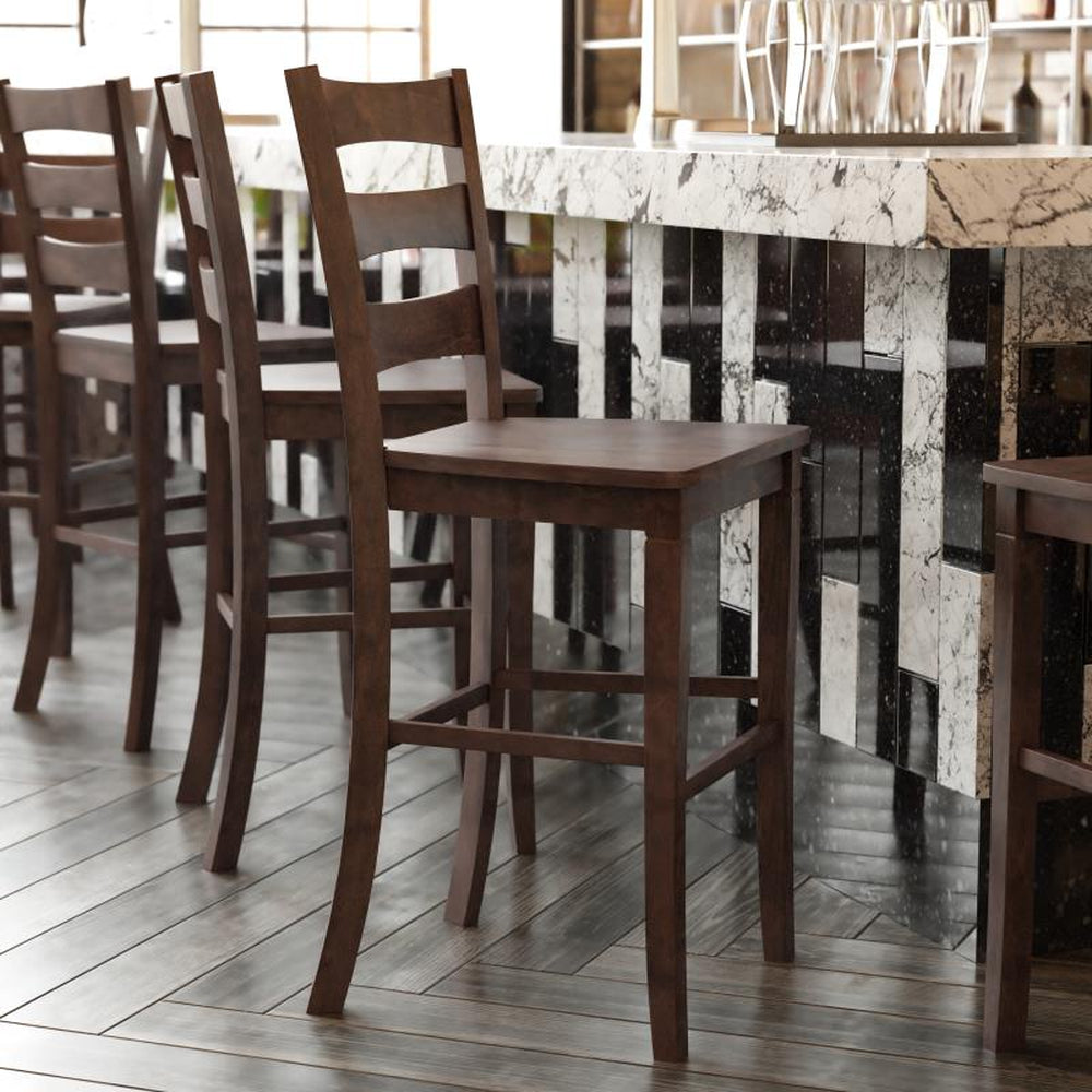 Liesel Set of 2 Commercial Grade Solid Wood Modern Farmhouse Bar Stools