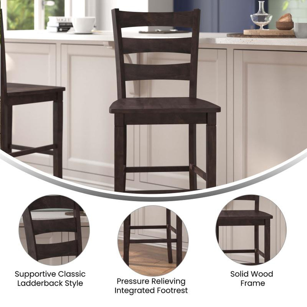 Liesel Set of 2 Commercial Grade Solid Wood Modern Farmhouse Bar Stools