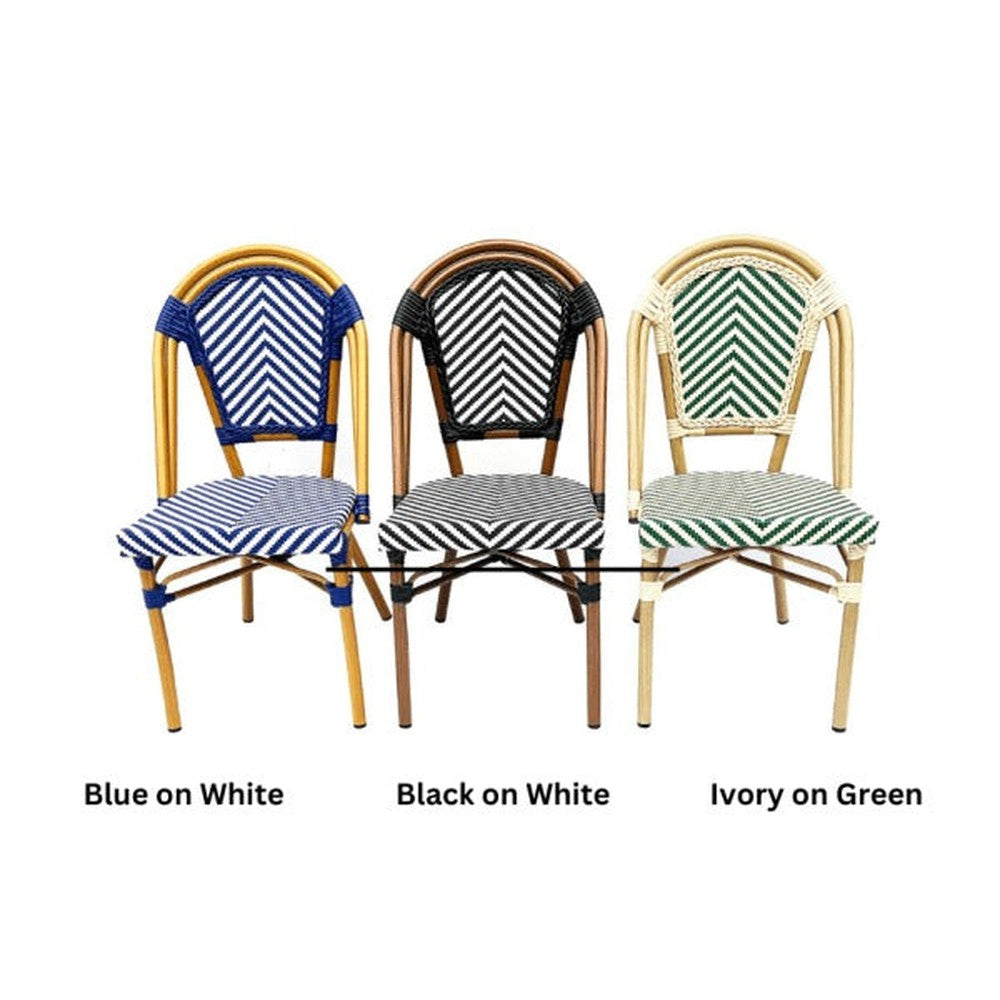 Bistro Patio Dining Chairs With ToughTex Fabric and Brush Stroke Painted Aluminum Frames