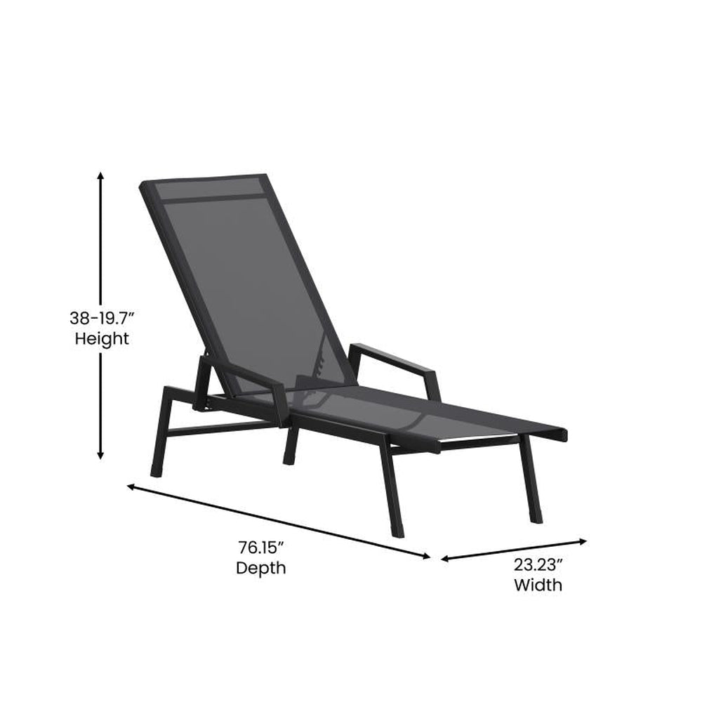 Brazos Adjustable Outdoor Chaise Lounge Chair with Arms