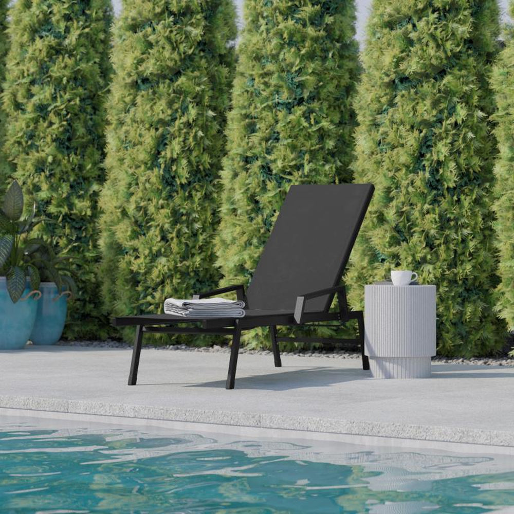 Brazos Adjustable Outdoor Chaise Lounge Chair with Arms