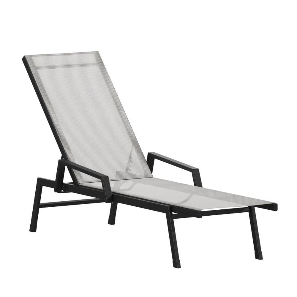 Brazos Adjustable Outdoor Chaise Lounge Chair with Arms