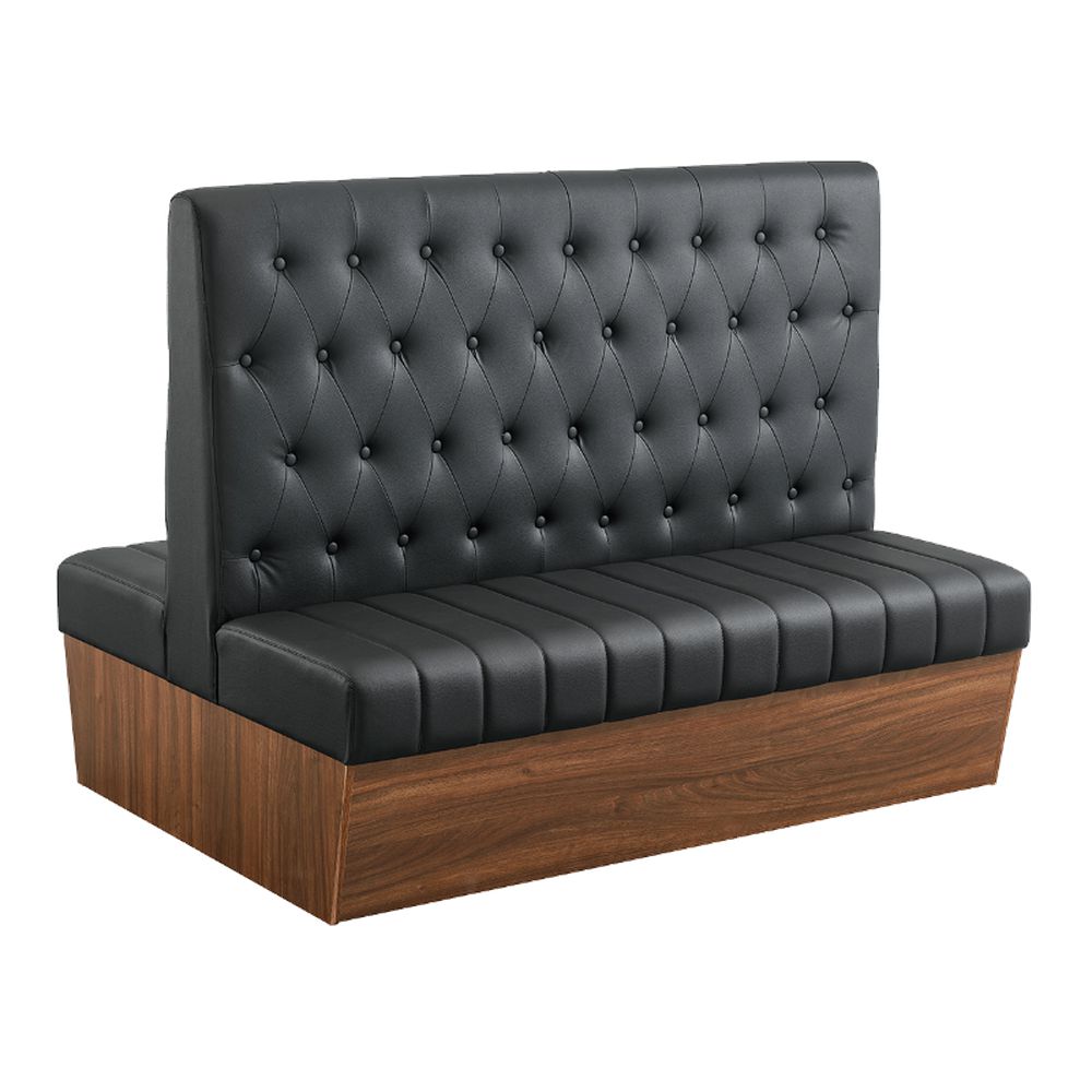 Melamine Framed Upholstered Button Tufted Black Vinyl Booths