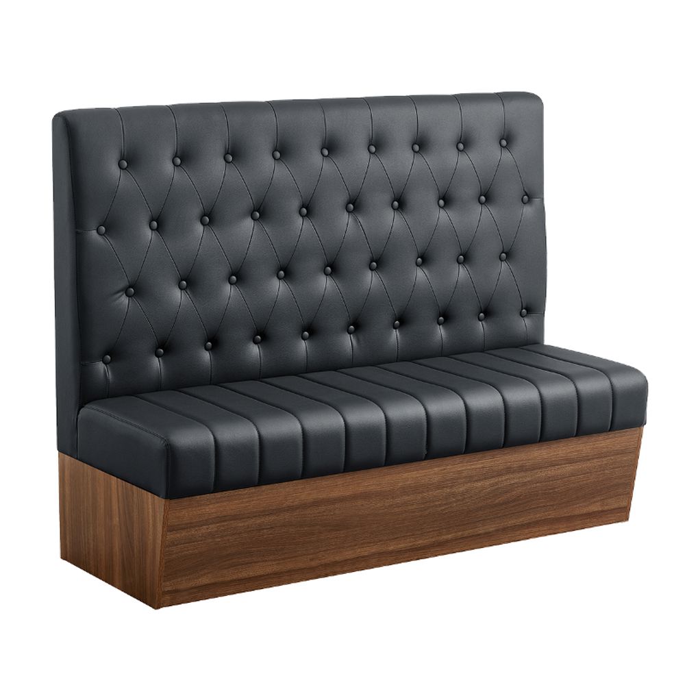 Melamine Framed Upholstered Button Tufted Black Vinyl Booths