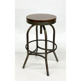 Adjustable Seat Metal and Solid Wood Bar Stool