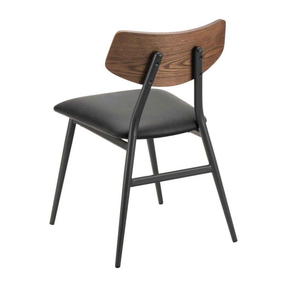 Metal Upholstered Dining Side Chair with Wood Back