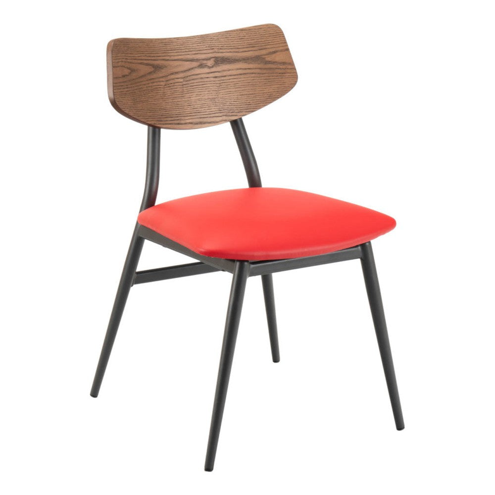 Metal Upholstered Dining Side Chair with Wood Back