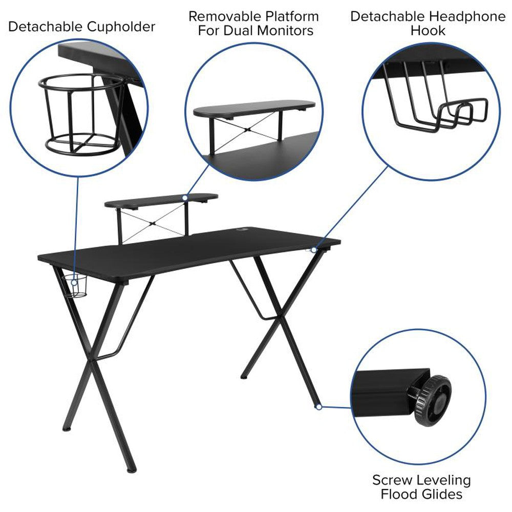 Mallot Black Gaming Desk with Cup Holder