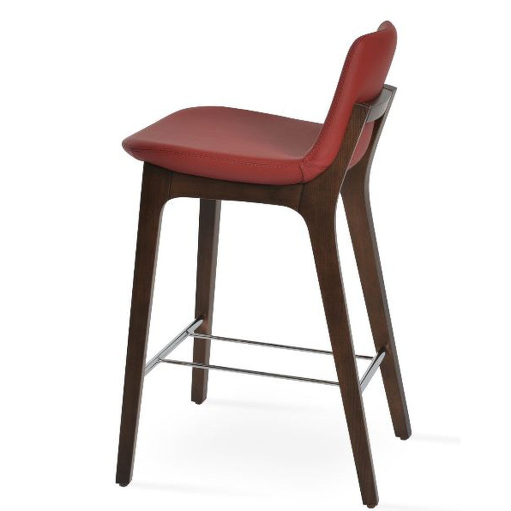 Pera Wood Handle Back Bar Stool