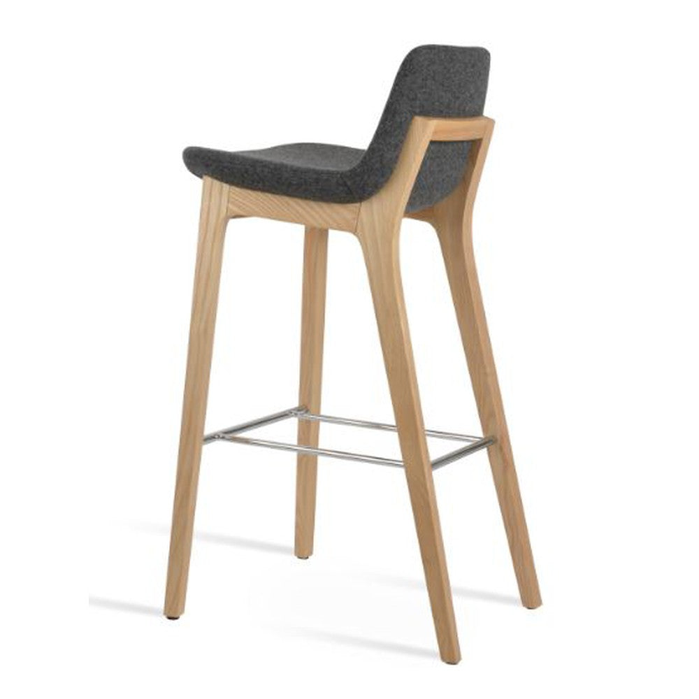 Pera Wood Handle Back Bar Stool