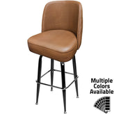 Tufted Back Bucket Barstool with Gloss Black Square Swivel Frame