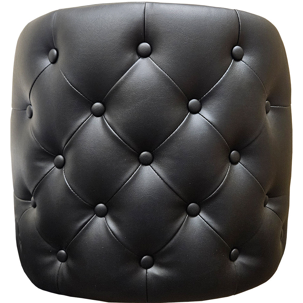 Tufted Back Bucket Barstool with Gloss Black Square Swivel Frame