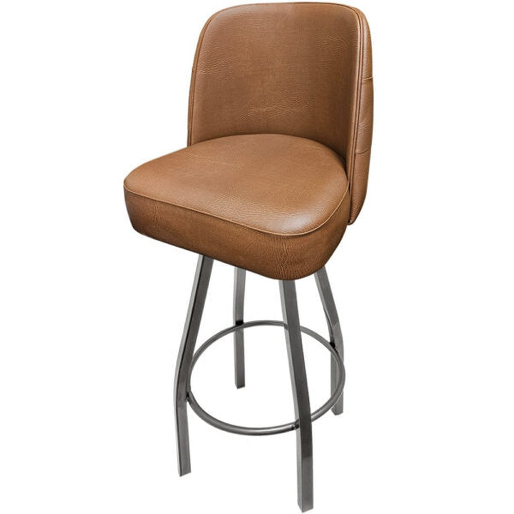 Tufted Back Bucket Barstool with Clear Coat Swivel Frame