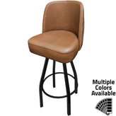 Tufted Back Bucket Barstool with Black Swivel Frame