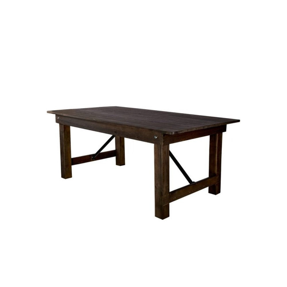 Rustic Solid Pine Folding Straight Leg Farm Table