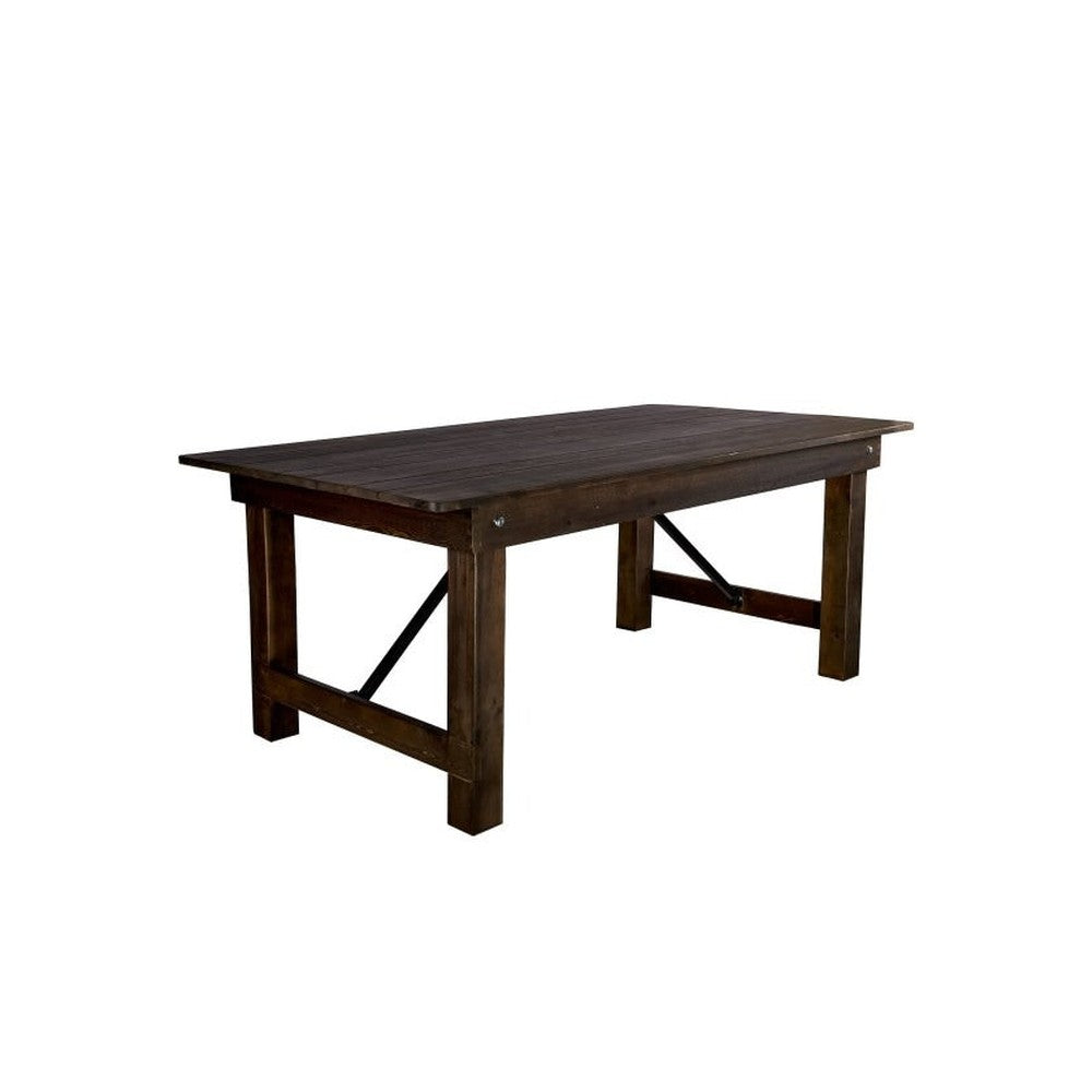 Rustic Solid Pine Folding Straight Leg Farm Table