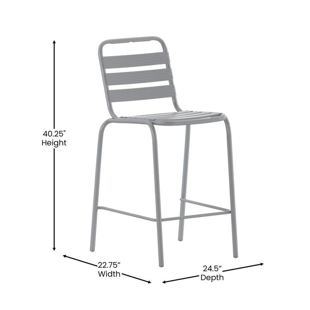 Lila Aluminum Outdoor Stacking Bar Stool with Slats