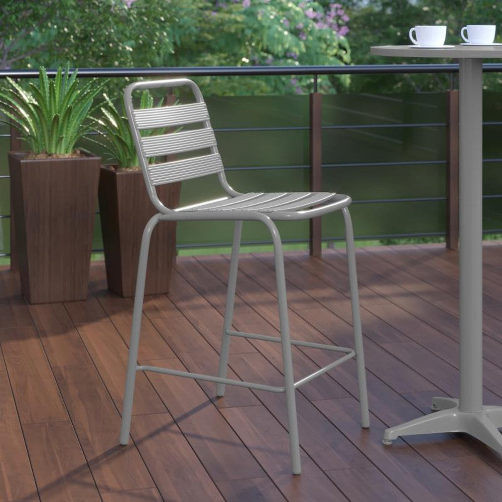 Lila Aluminum Outdoor Stacking Bar Stool with Slats