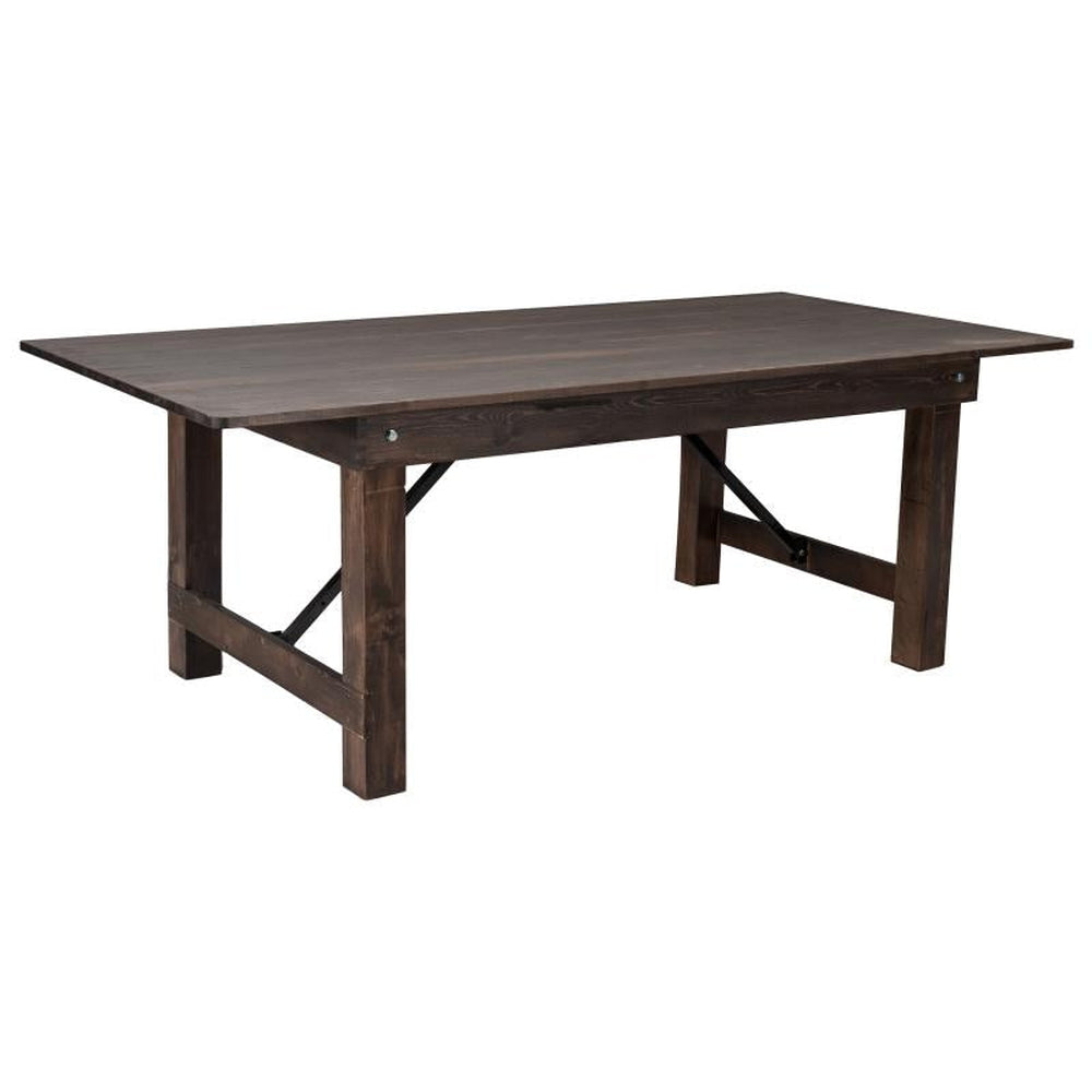 HERCULES Rectangular Antique Rustic Mahogany Solid Pine Folding Farm Table