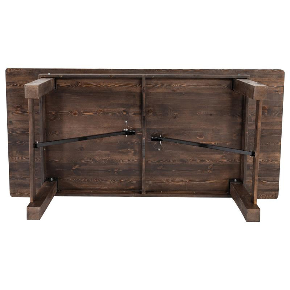 HERCULES Rectangular Antique Rustic Mahogany Solid Pine Folding Farm Table