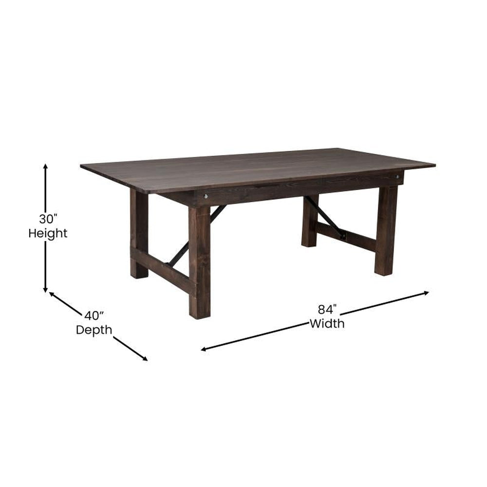 HERCULES Rectangular Antique Rustic Mahogany Solid Pine Folding Farm Table