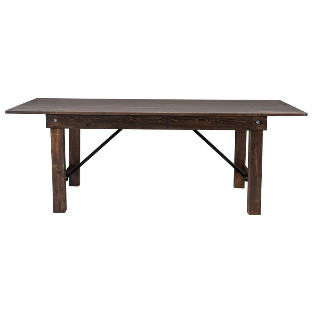 HERCULES Rectangular Antique Rustic Mahogany Solid Pine Folding Farm Table