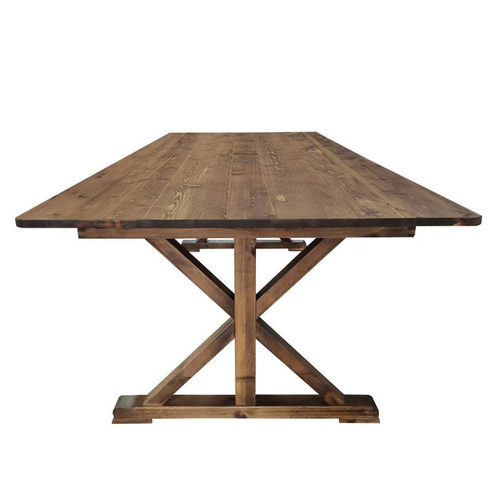 HERCULES 8' x 40" Rectangular Antique Rustic Solid Pine Folding Farm Table with X Legs