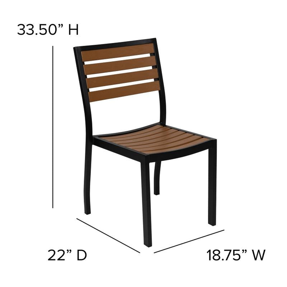 Lark 5 Piece Outdoor Dining Table Set 35" Square Steel Framed Table 4 Side Chairs