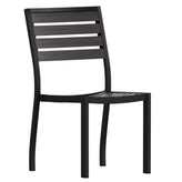 Lark Outdoor Side Chair with Faux Gray Teak Poly Slats